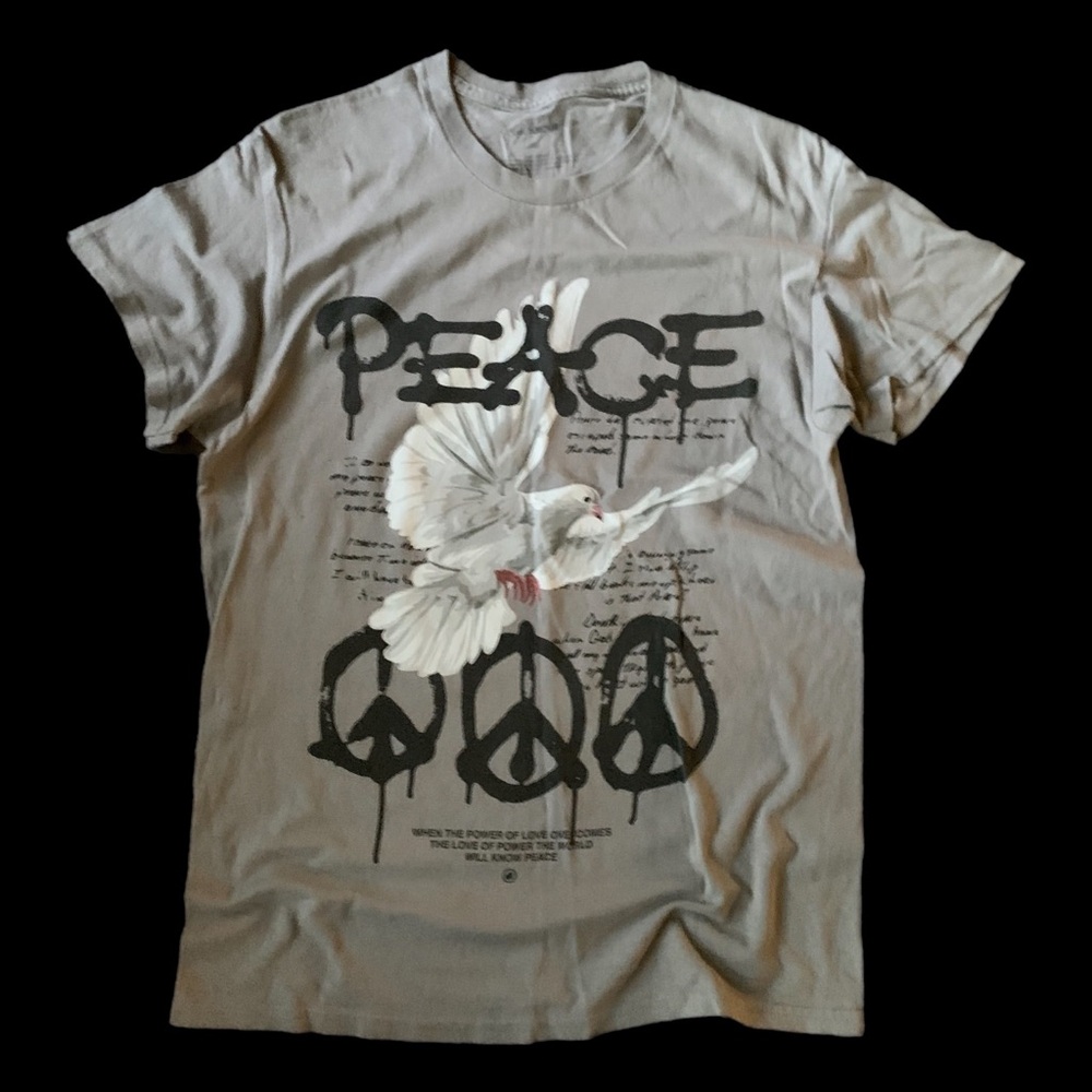 Fashion Nova Peace Dove Graphic Tee - Light Gray